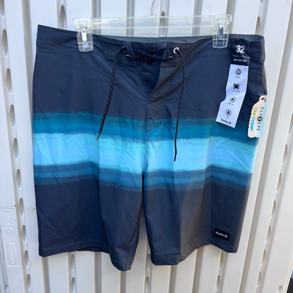 Hurley Men's Black and Blue Board Shorts
